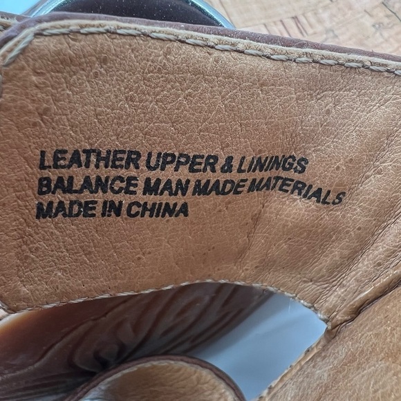 Born Brown Leather Cork Wedge Platform Slip On Sandals Size 9 Women's - Picture 4 of 9